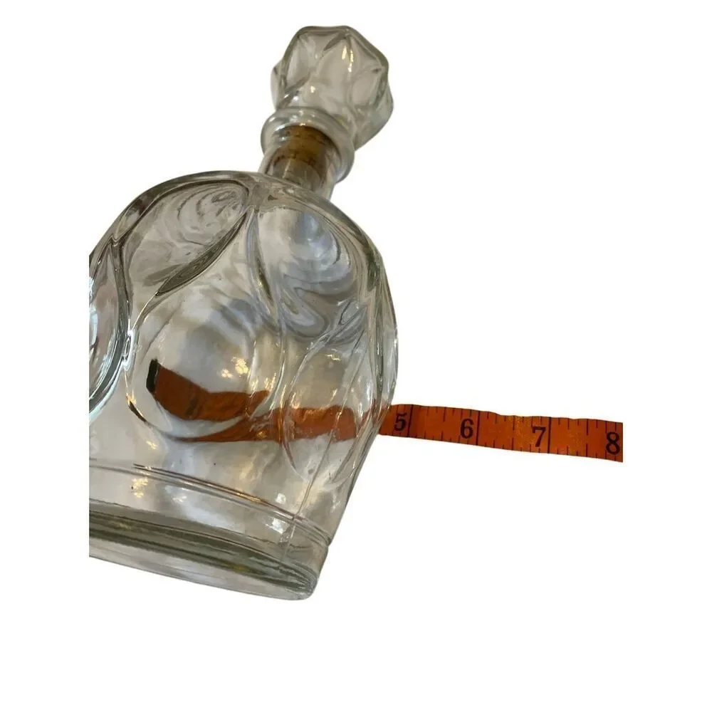 Vintage 1960s Modern Teardrop Shaped Stopper Mid Century Clear Glass Decanter